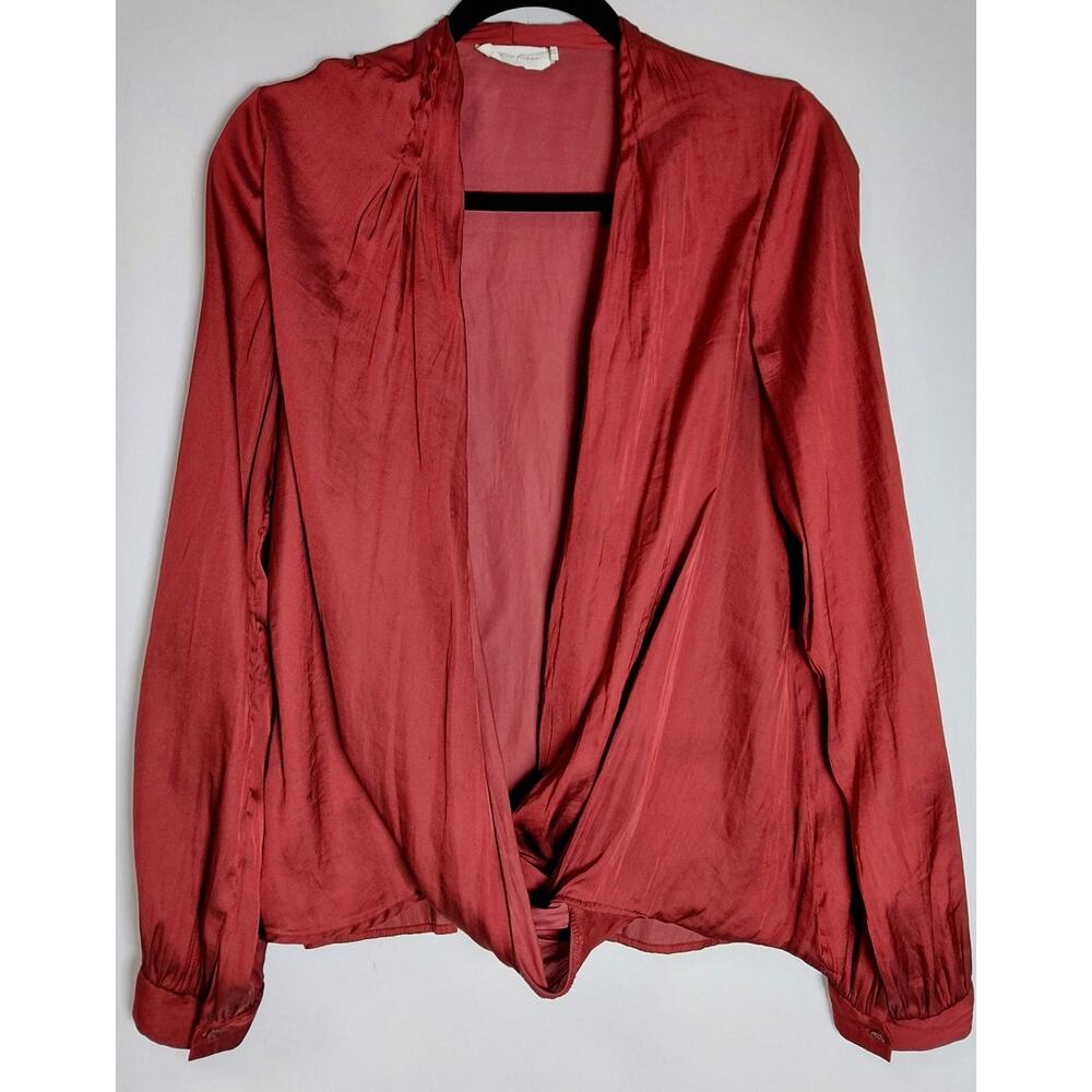 All in Favor T15026-001 Polyester Blouse Red Solid Long Sleeve Women Size XL